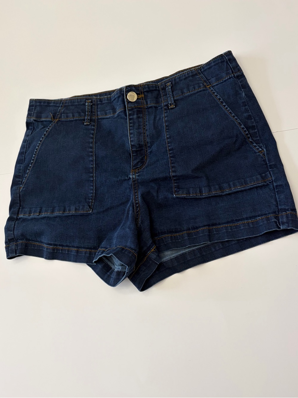 LOFT Dark Indigo Denim Patch-Pocket Shorts